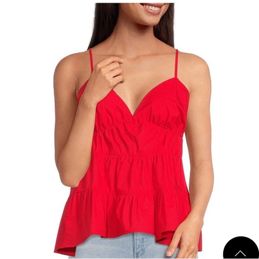 Red Ruched Tiered Camisole
